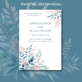 Inbjudan till Pastel Botanical Bröllop-tema