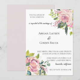 Inbjudan till Pastel Peony Watercolor Wedding