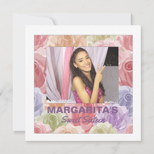 Inbjudan till Pastel Rosor-foto (Framsida)