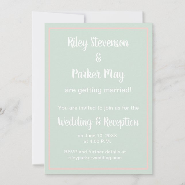 Inbjudan till pastel Sage och Rosa Wedding (Framsida)