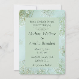 Inbjudan till pastel Teal White Flowers Bröllop Ro