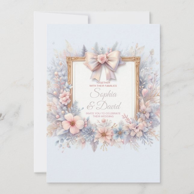 Inbjudan till Pastel Watercolor Flower Wedding (Baksida)
