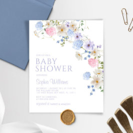 Inbjudan till pastel Wildblomma Baby Shower Budget