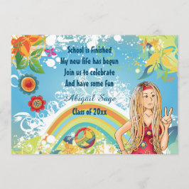 inbjudan till Peace Blond Hippie Girl Studenten