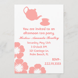 Inbjudan till Peach and White Tea Party