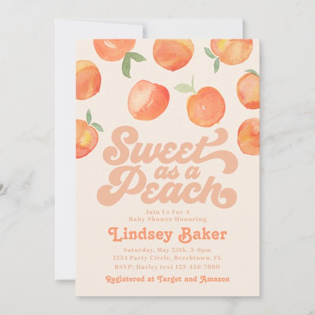 Inbjudan till Peach Baby Shower | Baby Peach (Framsida)