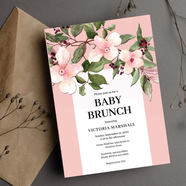 Inbjudan till Peach Blommigt Baby Brunch (Skapare uppladdad)