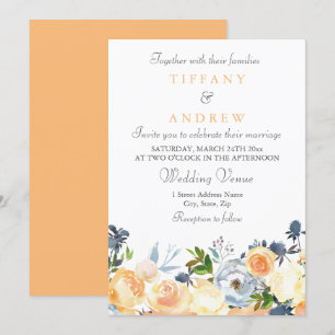 Inbjudan till Peach Flowers Elegant bröllop