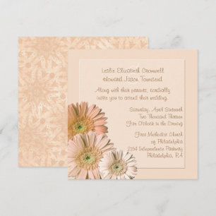Inbjudan till Peach Linen Gerber Daisy Personligt