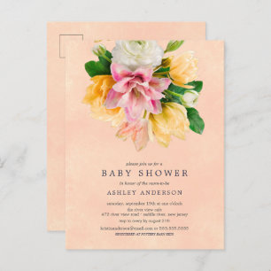 Inbjudan till Peach Meadow Blommigt Baby Shower