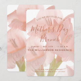 Inbjudan till Peach rosa Flowers Mors dag Brunch