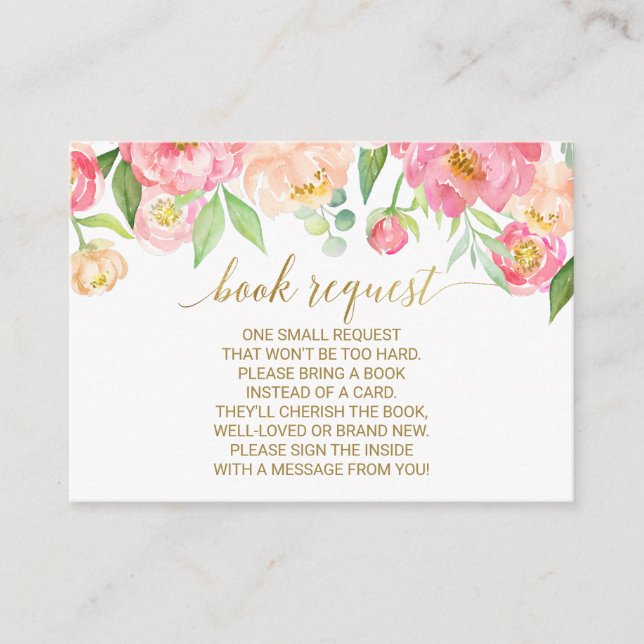 Inbjudan till Peach & Rosa Peony Bok-begäran infog (Framsida)