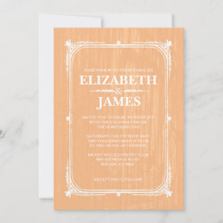 Inbjudan till Peach Rustic Barn Wood Wedding