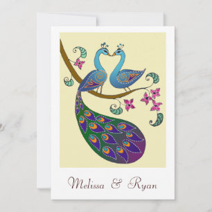 Inbjudan till peacock & Peahen Wedding (kantha/elf