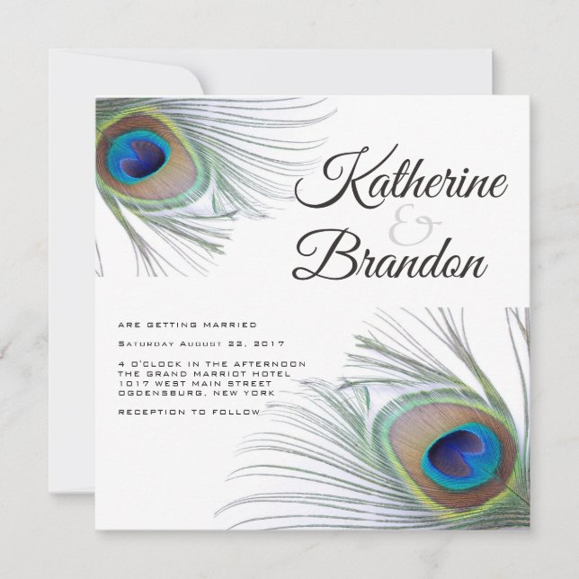 Inbjudan till Peacock Wedding (Framsida)