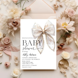 Inbjudan till Pearl Bow Girl Baby Shower