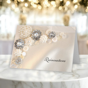 Inbjudan till Pearl och Diamond Buttons Quinceañer