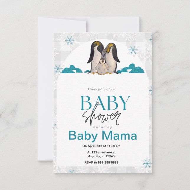 Inbjudan till Penguin Baby Shower (Framsida)