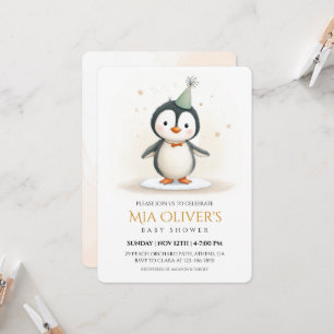Inbjudan till Penguin Baby Shower