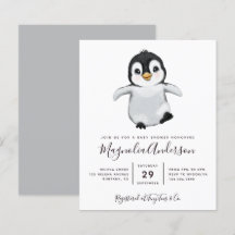 Inbjudan till penguin-babyskor för budgetberäkning
