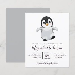 Inbjudan till penguin-babyskor för budgetberäkning