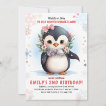 Inbjudan till Penguin Birthday Girl Penguin Birthd