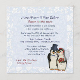 Inbjudan till Penguin Bride och Groom Wedding