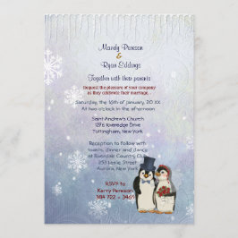 Inbjudan till Penguin Bride och Groom Wedding