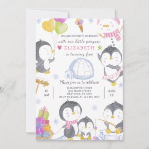 Inbjudan till Penguin-födelsedagsdagen