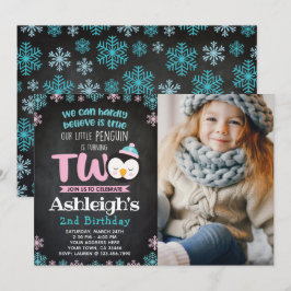 Inbjudan till Penguin på andra födelsedagen med fo