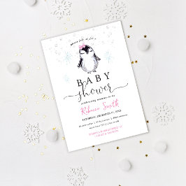 Inbjudan till Penguin Winter Baby Shower