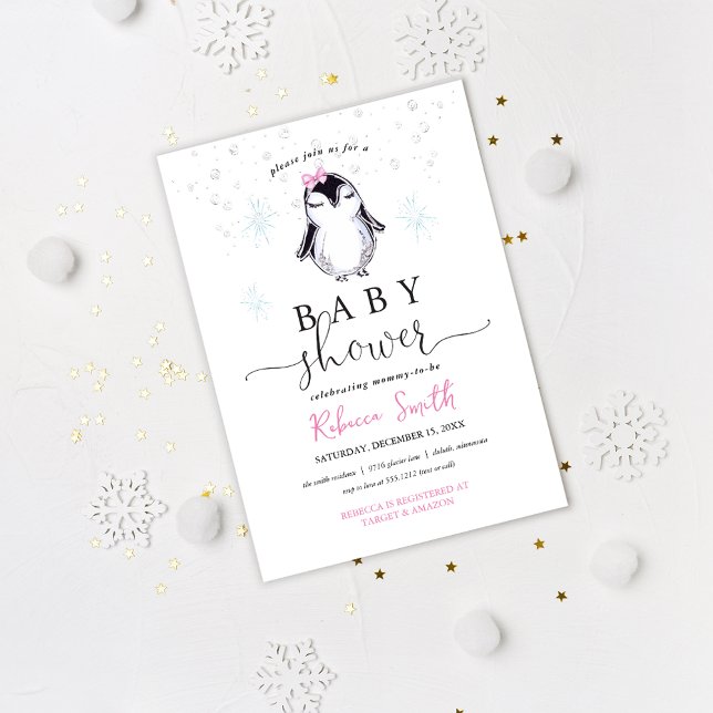 Inbjudan till Penguin Winter Baby Shower (Skapare uppladdad)