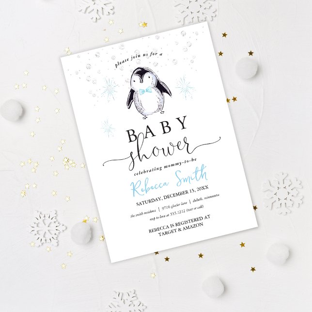 Inbjudan till Penguin Winter Baby Shower (Skapare uppladdad)