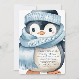 Inbjudan till Penguin Winter Boy Baby Shower