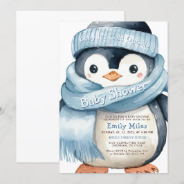 Inbjudan till Penguin Winter Boy Baby Shower