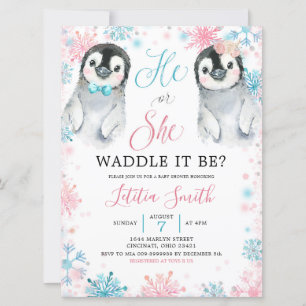 Inbjudan till Penguin Winter Gender Reveal