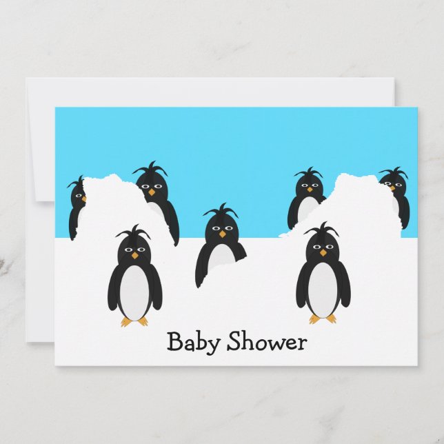 Inbjudan till Penguins Design Baby Shower (Framsida)