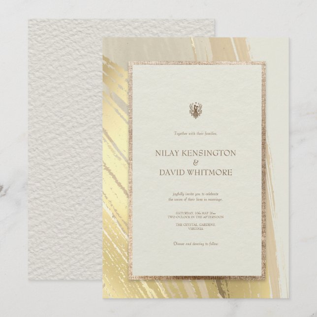 Inbjudan till Penseldrag för vattenfärgen Ro Guld  (Fram/baksida)