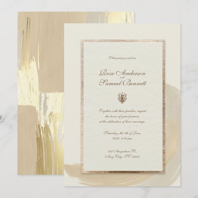 Inbjudan till Penseldrag för vattenfärgen Ro Guld  (Fram/baksida)