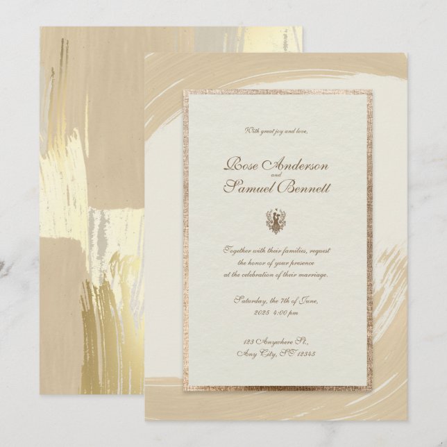 Inbjudan till Penseldrag för vattenfärgen Ro Guld  (Fram/baksida)