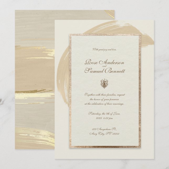 Inbjudan till Penseldrag för vattenfärgen Ro Guld  (Fram/baksida)