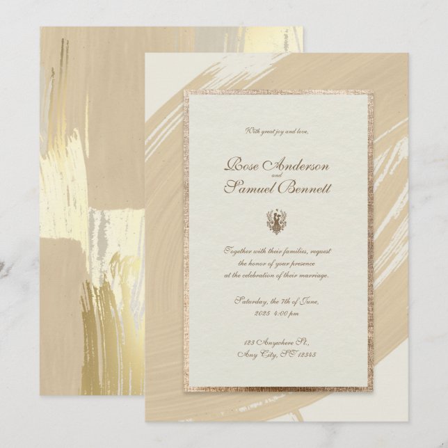 Inbjudan till Penseldrag för vattenfärgen Ro Guld  (Fram/baksida)