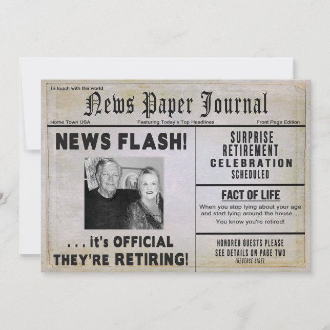 Inbjudan till pension (COUPLE) - FOTO/ NewsPAPER (Framsida)