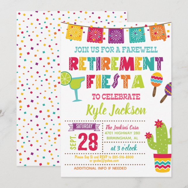 Inbjudan till Pension Fiesta - vit (Fram/baksida)