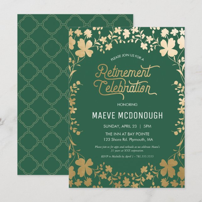 Inbjudan till Pension, Firande Inbjudan (Fram/baksida)