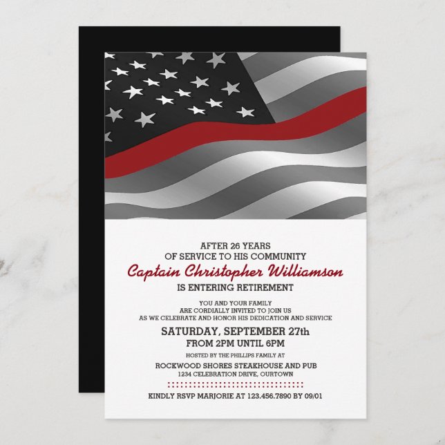 Inbjudan till Pension-partiet för brandman (Fram/baksida)