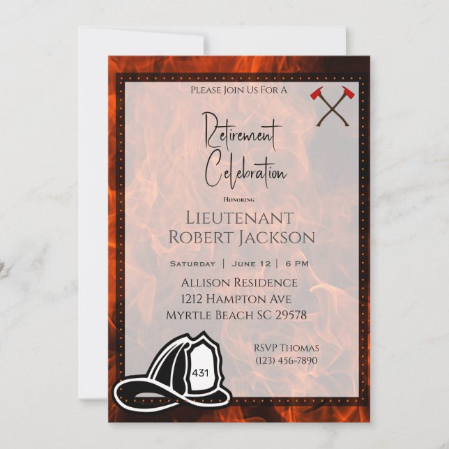 Inbjudan till Pension-partiet för brandman (Framsida)