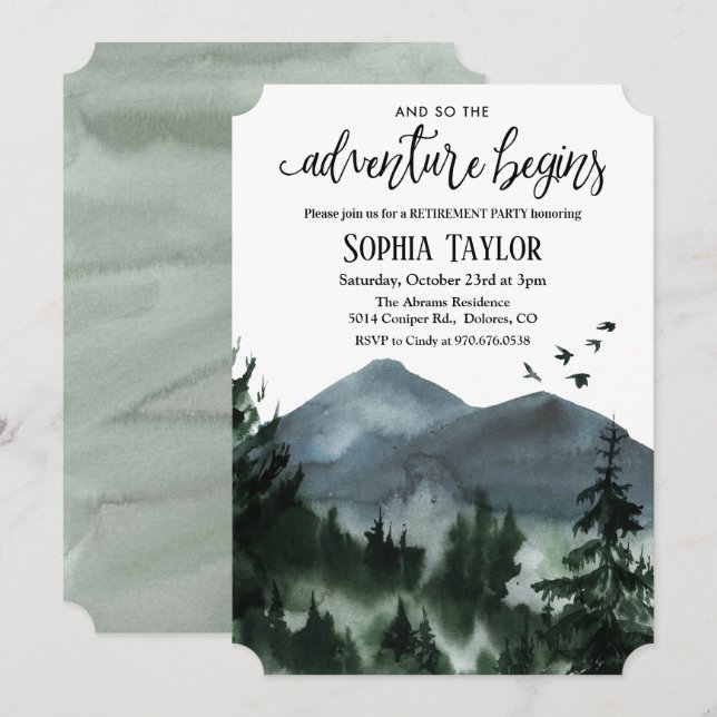 Inbjudan till Pension-partiet i Äventyr inleds (Fram/baksida)