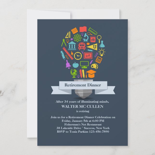 Inbjudan till Pension-partiet School Light Bulb (Framsida)