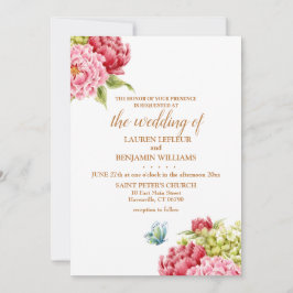 Inbjudan till Peonies Hydrangea Elegant bröllop